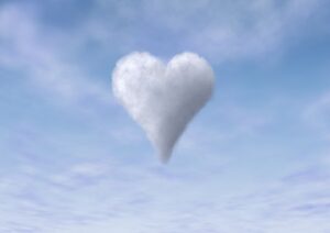Heart cloud in blue sky