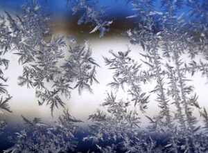 Snowflake frost on window